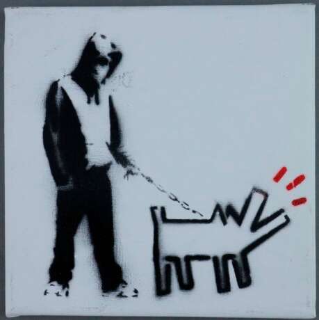 Banksy - "Dismal Canvas" mit Motiv "Haring Dog", 2015, Souve… - Foto 1