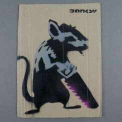 Banksy - "Ratte mit Säge", 2015, Souvenir aus der Ausstellun…