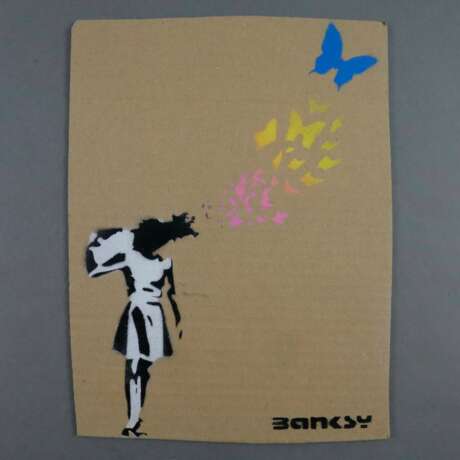 Banksy - "Butterfly Girl Suicide", 2015, Souvenir aus der Au… - Foto 1