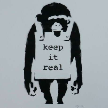Banksy - "Keep it Real", Lithografie auf Bütten mit zwei Bli… - Foto 3