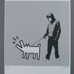 Banksy - "Haring dog", Farblithografie auf Bütten mit Blinds…