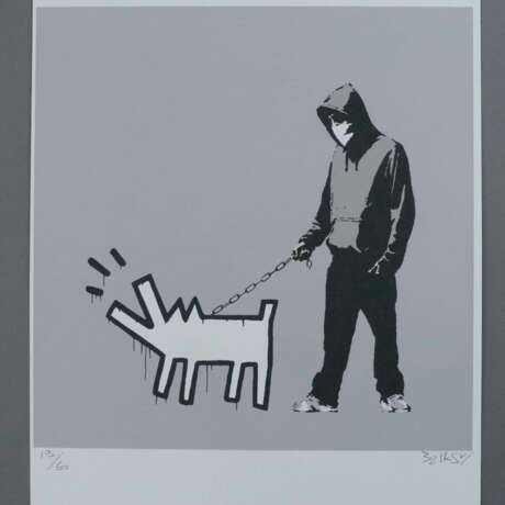 Banksy - "Haring dog", Farblithografie auf Bütten mit Blinds… - photo 1