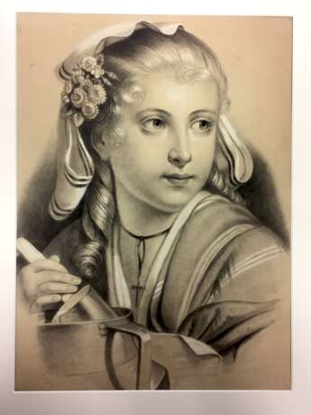 Philippine Guth: "Junge Frau". Pastell auf Karton. 1861. - photo 1