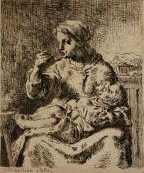 Millet, Jean François (1824-1875) - 'La Bouillie', Radierung…