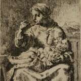 Millet, Jean François (1824-1875) - 'La Bouillie', Radierung… - фото 1