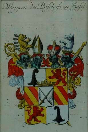 Wappen des Bischofs zu Basel - handkolorierter Kupferstich u… - фото 1