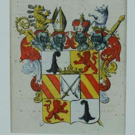 Wappen des Bischofs zu Basel - handkolorierter Kupferstich u… - Foto 3