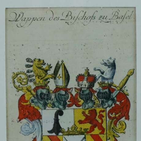 Wappen des Bischofs zu Basel - handkolorierter Kupferstich u… - фото 4