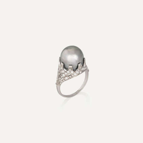 NO RESERVE | EARLY 20TH CENTURY COLOURED NATURAL PEARL AND DIAMOND RING - Foto 1