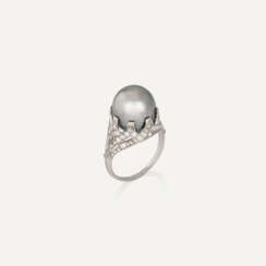 NO RESERVE | EARLY 20TH CENTURY COLOURED NATURAL PEARL AND DIAMOND RING
