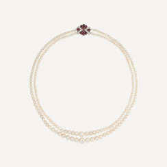NATURAL PEARL, SEED PEARL, RUBY AND DIAMOND NECKLACE