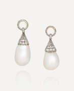 Antique period. ANTIQUE NATURAL PEARL AND DIAMOND EARRINGS
