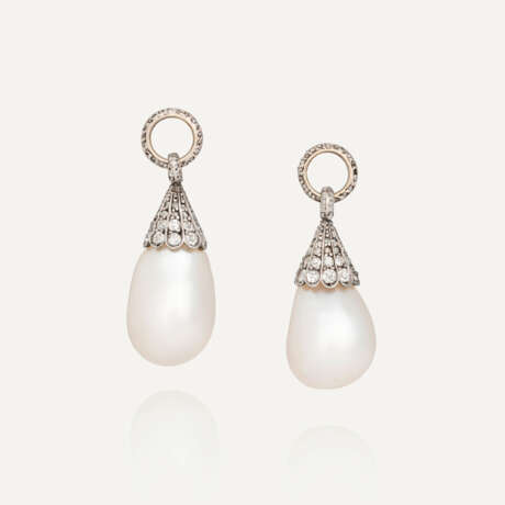 ANTIQUE NATURAL PEARL AND DIAMOND EARRINGS - photo 1