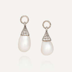 ANTIQUE NATURAL PEARL AND DIAMOND EARRINGS