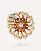 Citrin. NO RESERVE | RETRO CITRINE AND DIAMOND CLIP-BROOCH