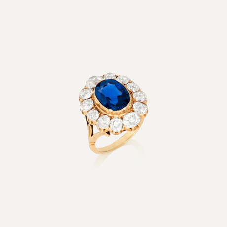 ANTIQUE SAPPHIRE AND DIAMOND RING - Foto 3