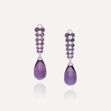 NO RESERVE | MICHELE DELLA VALLE AMETHYST AND DIAMOND EARRINGS - photo 1