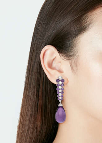 NO RESERVE | MICHELE DELLA VALLE AMETHYST AND DIAMOND EARRINGS - photo 2