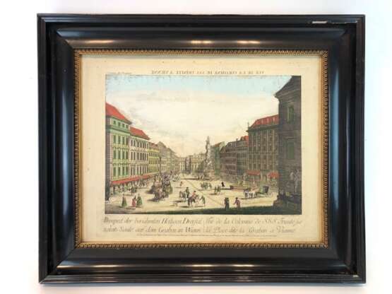 Graben in Wien: "Prospect der berühmten Heiligen Dreyfaltigkeits Säule auf dem Graben in Wienn". Kupferstich, 1770. - Foto 2