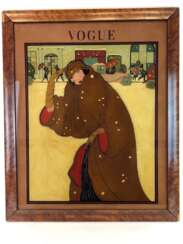 Sehr seltenes Galsbild: VOGUE. Glass House Paintings, England. Um 1920. Rarität.