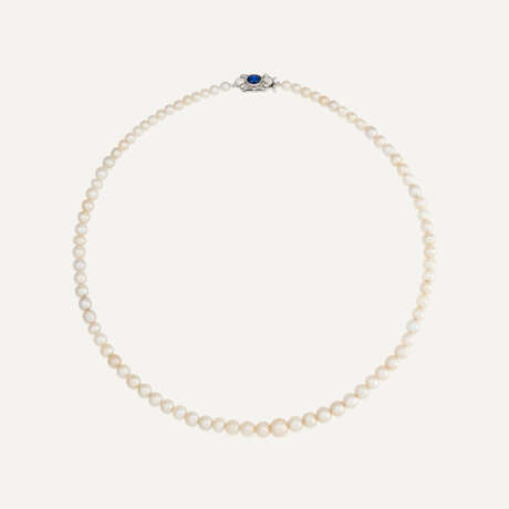 NATURAL PEARL, SAPPHIRE AND DIAMOND NECKLACE - Foto 1