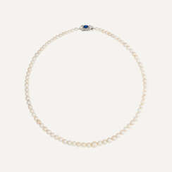 NATURAL PEARL, SAPPHIRE AND DIAMOND NECKLACE