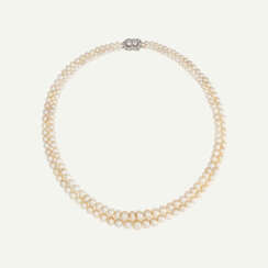 NATURAL, CULTURED PEARL AND DIAMOND NECKLACE