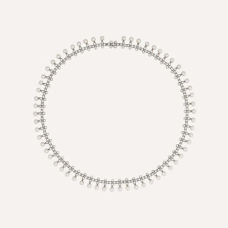 TIFFANY & CO. CULTURED PEARL AND DIAMOND 'LACE' NECKLACE - фото 1