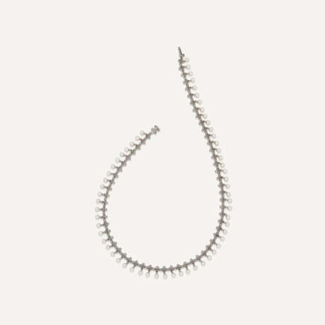 TIFFANY & CO. CULTURED PEARL AND DIAMOND 'LACE' NECKLACE - photo 3