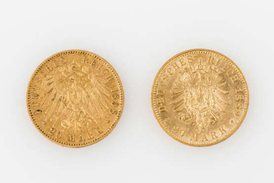 Preussen/GOLD - 2 x 20 Mark 1889 A und 1898 A, - photo 2