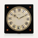 CARTIER ART DECO MULTI-GEM AND ENAMEL CLOCK - фото 1