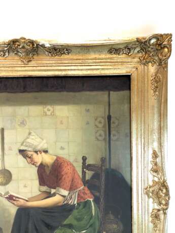 Niderländischer Künstler: Lesende Magd in der Küche. Öl auf Leinwand. Frühes 20. Jahrhundert - photo 4