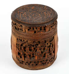 ELABORATELY CHINESE WOOD CARVED TOBACCO POT