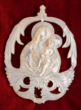 JERUSALEM MOTHER-OF-PEARL ICON SHOWING THE MOTHER OF GOD - photo 1