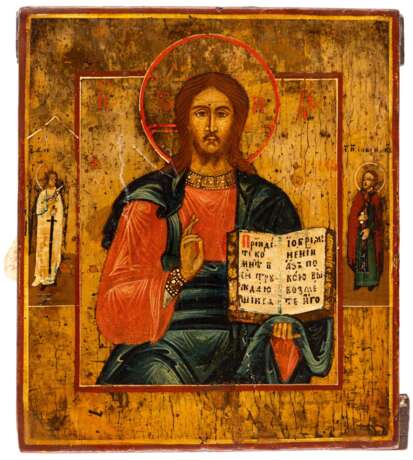 SMALL RUSSIAN ICON SHOWING CHRIST PANTOKRATOR - фото 1