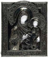 RUSSIAN SILVER OKLAD OF AN ICON SHOWING THE MOTHER OF GOD SMOLENSKAJA