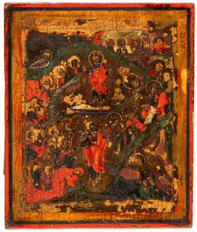 SMALL RUSSIAN ICON SHOWING THE DESCENT OF CHRIST INTO HADES AND THE RESURRECTION (ANASTASIS) - фото 1