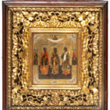 RUSSIAN GOLDGROUND ICON IN KIOT SHOWING THE WEDDING SAINTS SAMON, GURIJ AND AVIV - фото 1