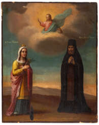 RUSSIAN ICON SHOWING ST. BARBARA AND ST. IOANN KALYBIT