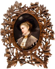 PORCELAIN PAINTING SHOWING THE PORTRAIT OF A YOUNG LADY