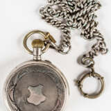 SILVER SAVONNETTE POCKET WATCH WITH CHAIN ​​FOR THE RUSSIAN MARKET - фото 3