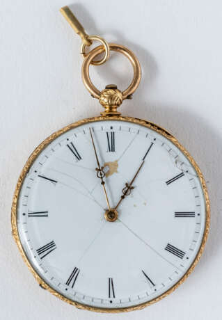 ENGRAVED AND ENAMELED GOLDEN POCKET WATCH - photo 2