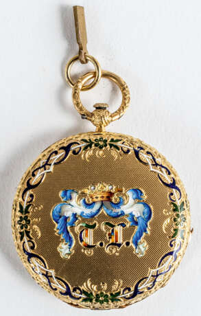 GOLDEN ENAMELED BAUTTE NECKLACE WATCH (SAUTOIR) FOR THE RUSSIAN MARKET - фото 1