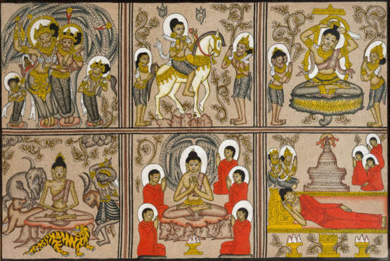 INDIAN (?) PAINTING ON PAPER (?) SHOWING THE LIFE OF BUDDHA - фото 2