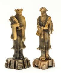 2 CHINESE SOAPSTONE FIGURES SHOWING IMMORTALS