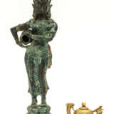 INDIAN FIGURE OF A DEITY AND A CHINESE JUG IN THE FORM OF A ROOSTER - photo 1