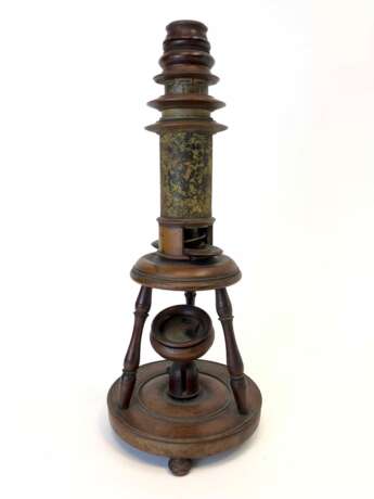 Nürnberger Mikroskop / Pappmikroskop: Holz und Pappe, um 1770, sehr selten, komplett! - Foto 2
