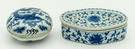 CHINESE PORCELAIN CANDY DISH AND CRICKET CAGE BOX - photo 1