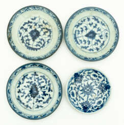 4 CHINESE BLUE AND WHITE PORCELAIN DISHES