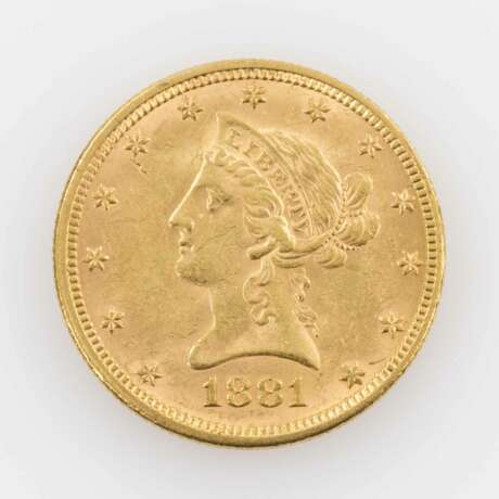 USA/Gold - 10 Dollars 1881, Liberty Head, ss., Kratzer avers, - фото 1